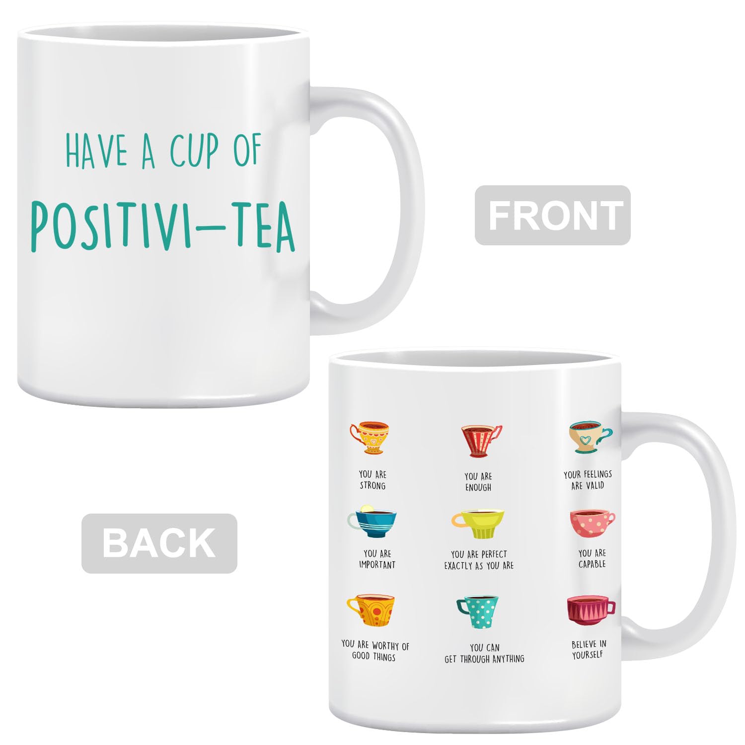 LNOKRIM Positivi-Tea Mug, Positivity Self Affirmation Coffee Cup, Gift for Teacher Therapist Counselor, Positive Self-Talk Coffee Mug, 11 Oz Self Regulation Tea Cup