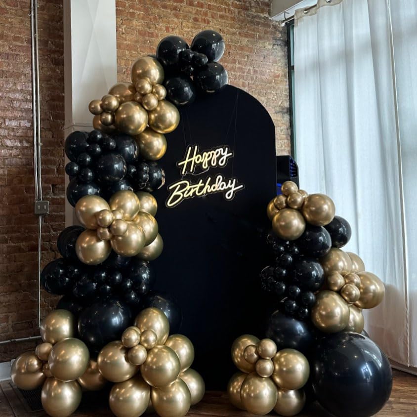 Black and Gold Balloons 75PCS Black Gold Balloons Party Decorations 12in and 5in Black Gold Latex Party Balloons for Birthday New Years, Wedding, Graduation Decorations