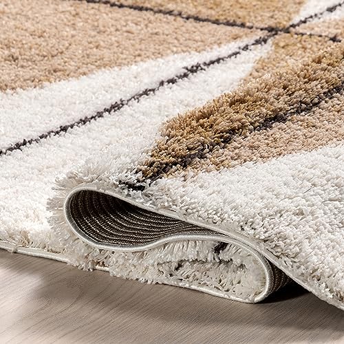 nuLOOM Kali Shaggy Diamond Tassel Area Rug, 8x10, Light Brown