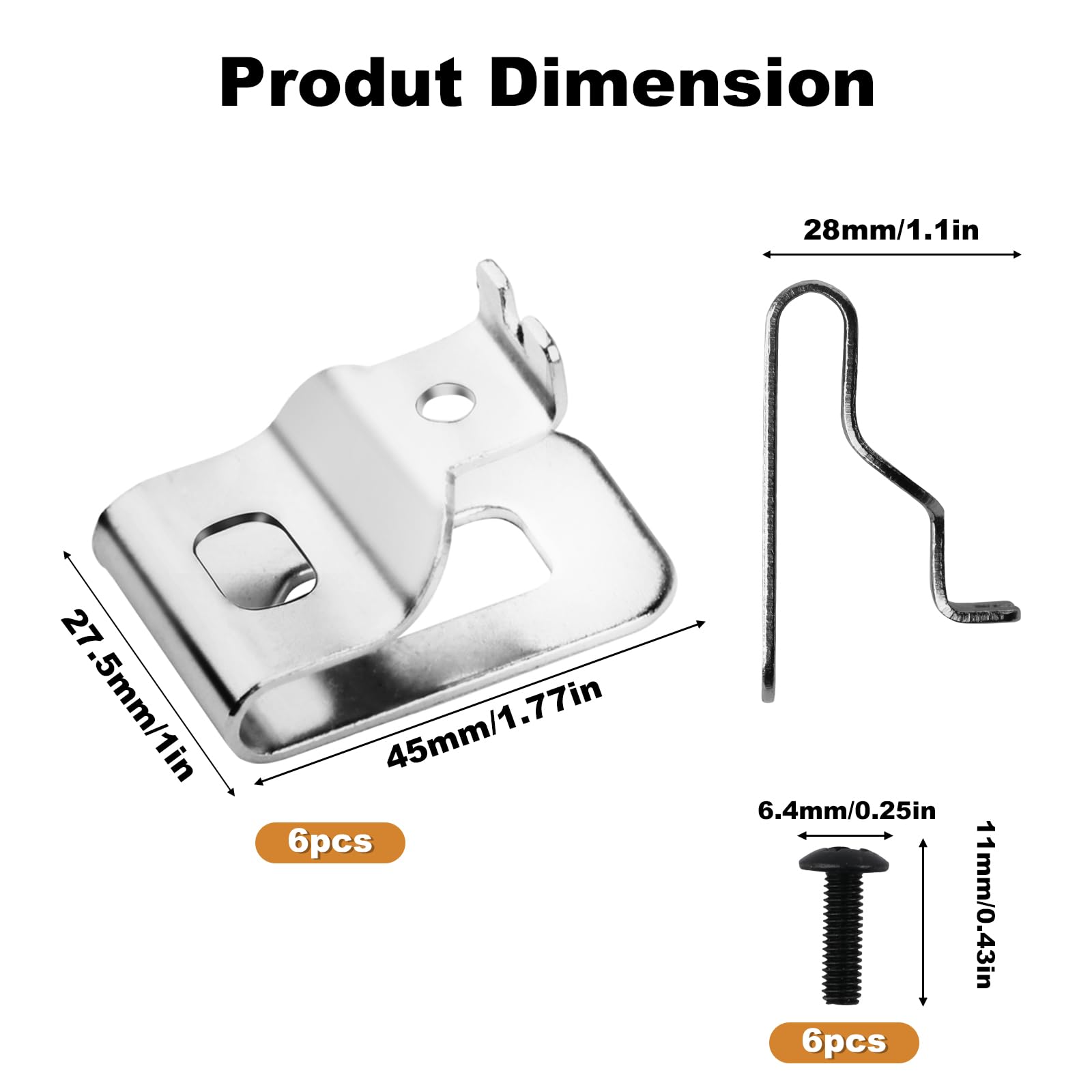 Belt Clips for Dewalt 20V Tool, Dewalt clip 6pcs Replacement Belt Hook Clip for Dewalt 20V Max Tools, 304 Stainless Steel Drill Belt Clips for Dewalt Power Tools