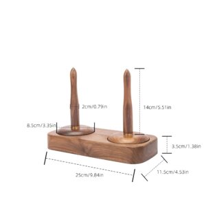 Double Black Walnut Wood Yarn Holder Advanced Metal Twirling Mechanism Lazy Susan Big Stand Ball Spindle Sewing Crocheting Tool Wool Cord Organizer Ribbon Storage Knitting Crochet Accessory