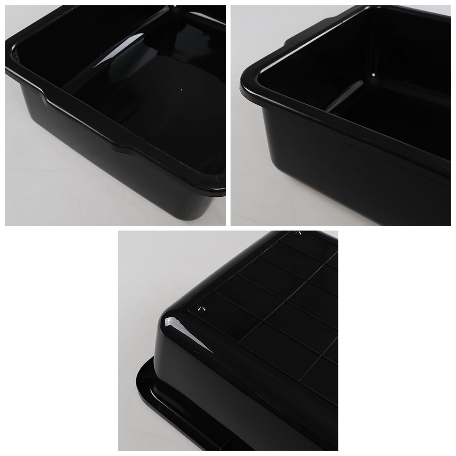 DynkoNA 23 Liter Commercial Bus Trays, Black Plastic Bus Tubs Utility Bins Set of 4