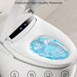 LOUPUSUO Smart Toilet, Tankless Toilet with Warm Water Sprayer and Dryer, Foot Sensor Operation, Heated Bidet Seat, Smart Toilet Bidet Toilet with Fahrenheit LED Display