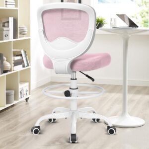 razzor drafting chair tall office chair for standing desk chairs with adjustable height footrest, armless high desk chair ergonomic rolling stool