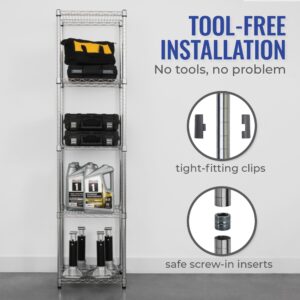SafeRacks - NSF Certified Storage Shelves, Zinc, Heavy Duty Steel Wire Unit with Wheels and Adjustable Feet, Garage or Bakers Rack, Kitchen, Pantry Shelf - (18"x18"x72" 5-Tier) (Silver)