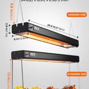 PYY 35 Inch Food Heat Lamp Aluminum Infrared Strip Heater Overhead Food Warmer Light Electric Commercial Grade for Restaurant Buffet Catering Kitchen 750W