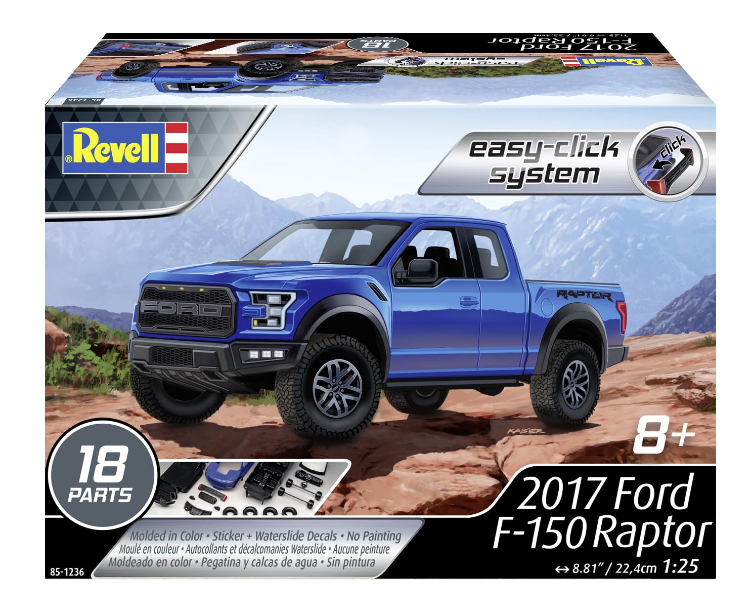 Level 2 Easy-Click Model Kit 2017 Ford F-150 Raptor Pickup Truck 1/25 Scale Model by Revell