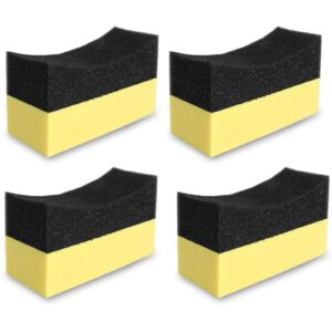 uenhoy 4 pcs tire contour dressing applicator pads tire dressing shine sponge, color polishing sponge wax buffing pads for car class & painted steel & porcelain