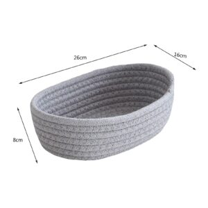 Small Woven Rope Storage Basket with Handles Spring Mini Oval Decorative Hampers for Empty Chest Box 3 Sizes(White 10''L x 6"W x 3''H) Clearence