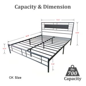 AUFANK California King Size Metal Platform Bed Frames with Headboard and Footboard with Storage No Box Spring Needed Easy Assembly Black