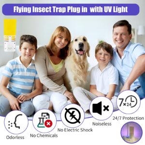 2 Packs Fly Traps Indoor for Home Plug in Bug Catcher Indoor with 20 Sticky Glue Card Refills and Plug in UV Bug Light, Mosquito Trap for Gnats Moths Mosquitos Flies