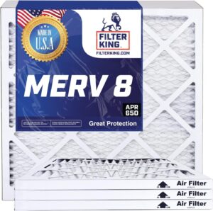 filter king 25x32x1 air filter | 4-pack | merv 8 hvac pleated a/c furnace filter | made in usa | actual size: 24.5 x 31.5 x .75"