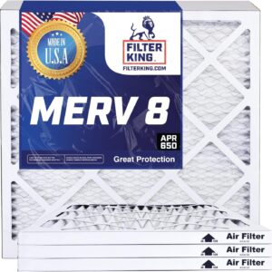 Filter King 25x32x1 Air Filter | 4-PACK | MERV 8 HVAC Pleated A/C Furnace Filter | MADE IN USA | Actual Size: 24.5 x 31.5 x .75"