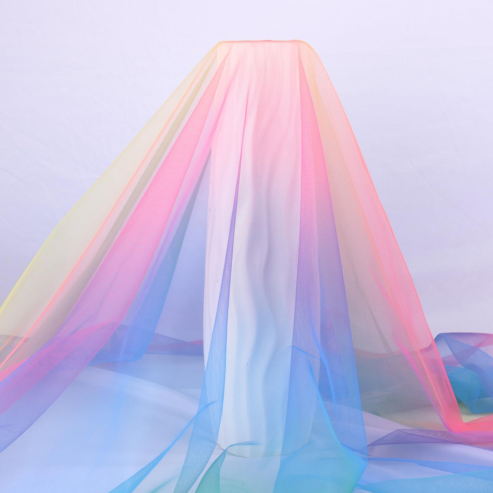 SAYUAN 64 inch by 8 Yards Rainbow Tulle Fabric Tulle Mesh for Rainbow Tutu Skirt Table Skirt DIY Crafting Wedding Birthday Party Baby Shower Decoration