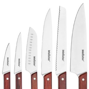 chef knives set, 6-piece kitchen knife set, sharp professional cooking knives with high-carbon-stainless-steel blades