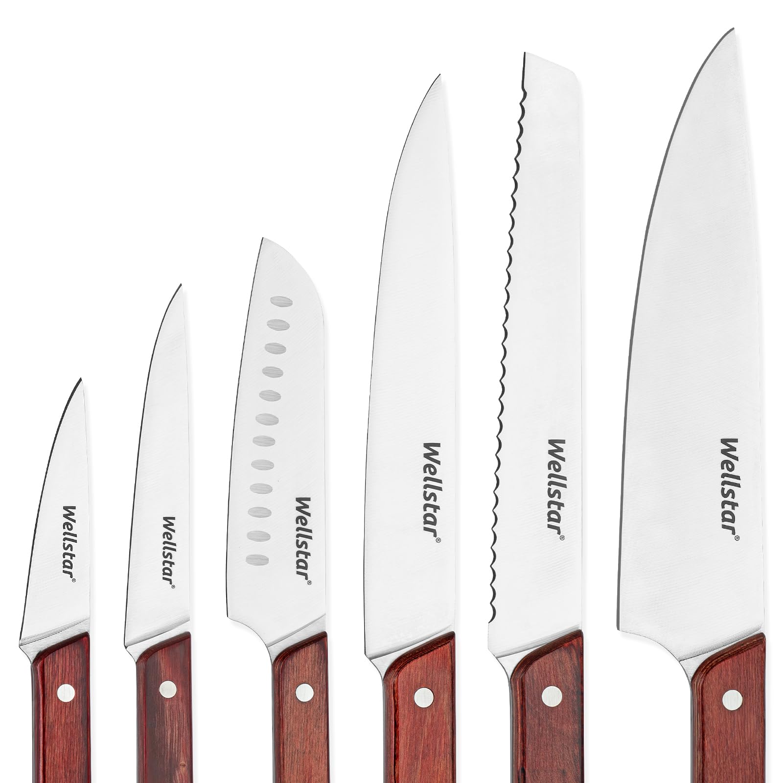 Chef Knives Set, 6-Piece Kitchen Knife Set, Sharp Professional Cooking Knives with High-Carbon-Stainless-Steel Blades