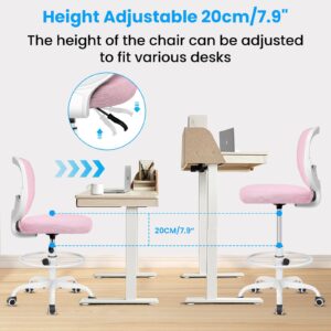 Razzor Drafting Chair Tall Office Chair for Standing Desk Chairs with Adjustable Height Footrest, Armless High Desk Chair Ergonomic Rolling Stool