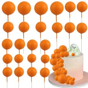 gyufise 30pcs balls cake toppers ball cake picks foam ball shaped cupcake toppers mini balloons baby shower cake decorations for wedding enaggement bridal shower birthday party supplies orange