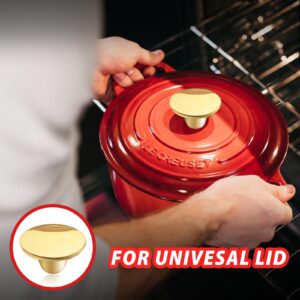 Uenhoy 4 Pcs Dutch Oven Knob Stainless Steel Pan Pot Lid Handle Replacement Knobs for Le Creuset, Aldi, Lodge and Other Enameled Dutch Oven, Gold