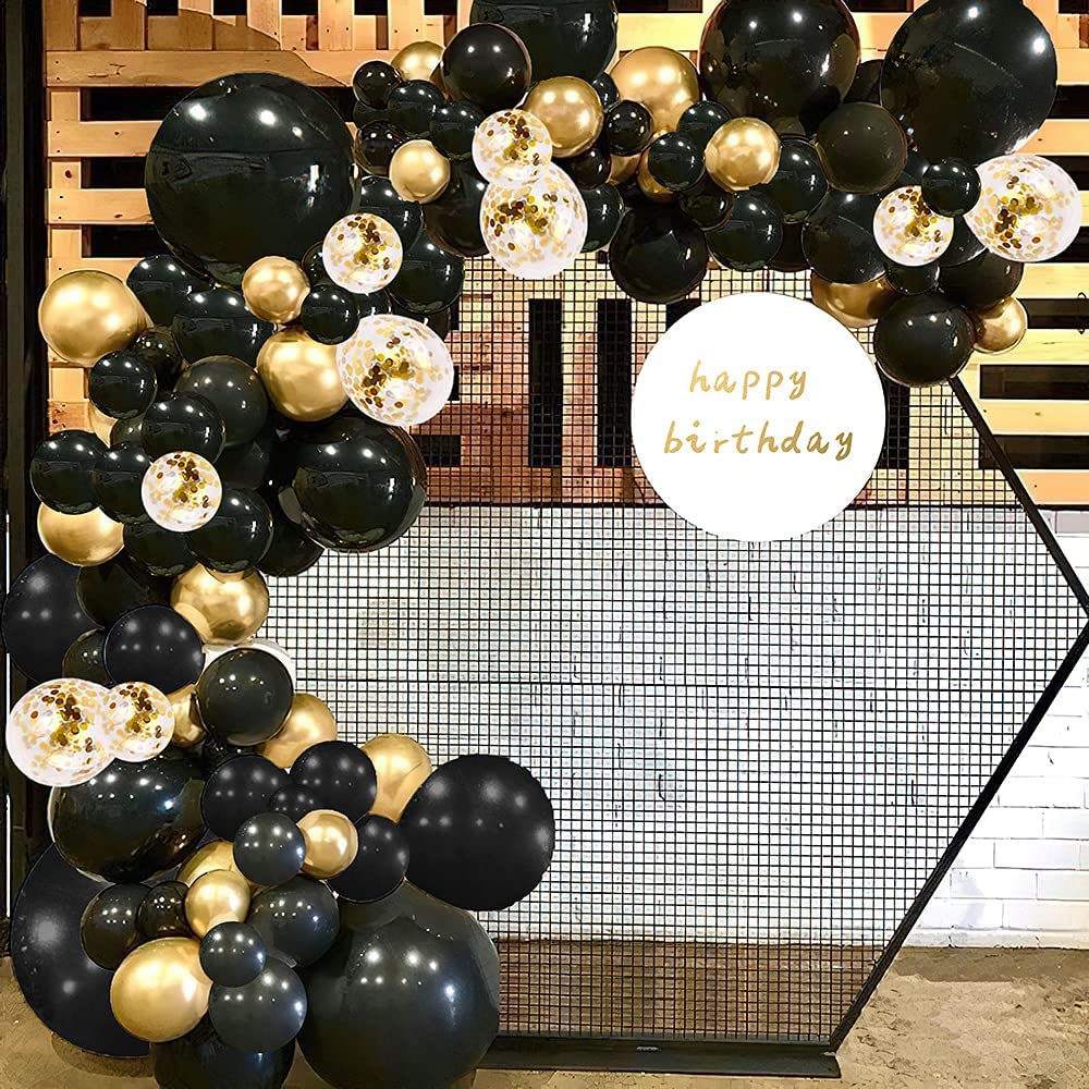 Black and Gold Balloons 75PCS Black Gold Balloons Party Decorations 12in and 5in Black Gold Latex Party Balloons for Birthday New Years, Wedding, Graduation Decorations