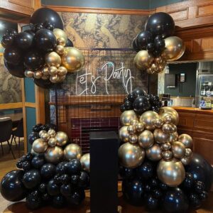 Black and Gold Balloons 75PCS Black Gold Balloons Party Decorations 12in and 5in Black Gold Latex Party Balloons for Birthday New Years, Wedding, Graduation Decorations