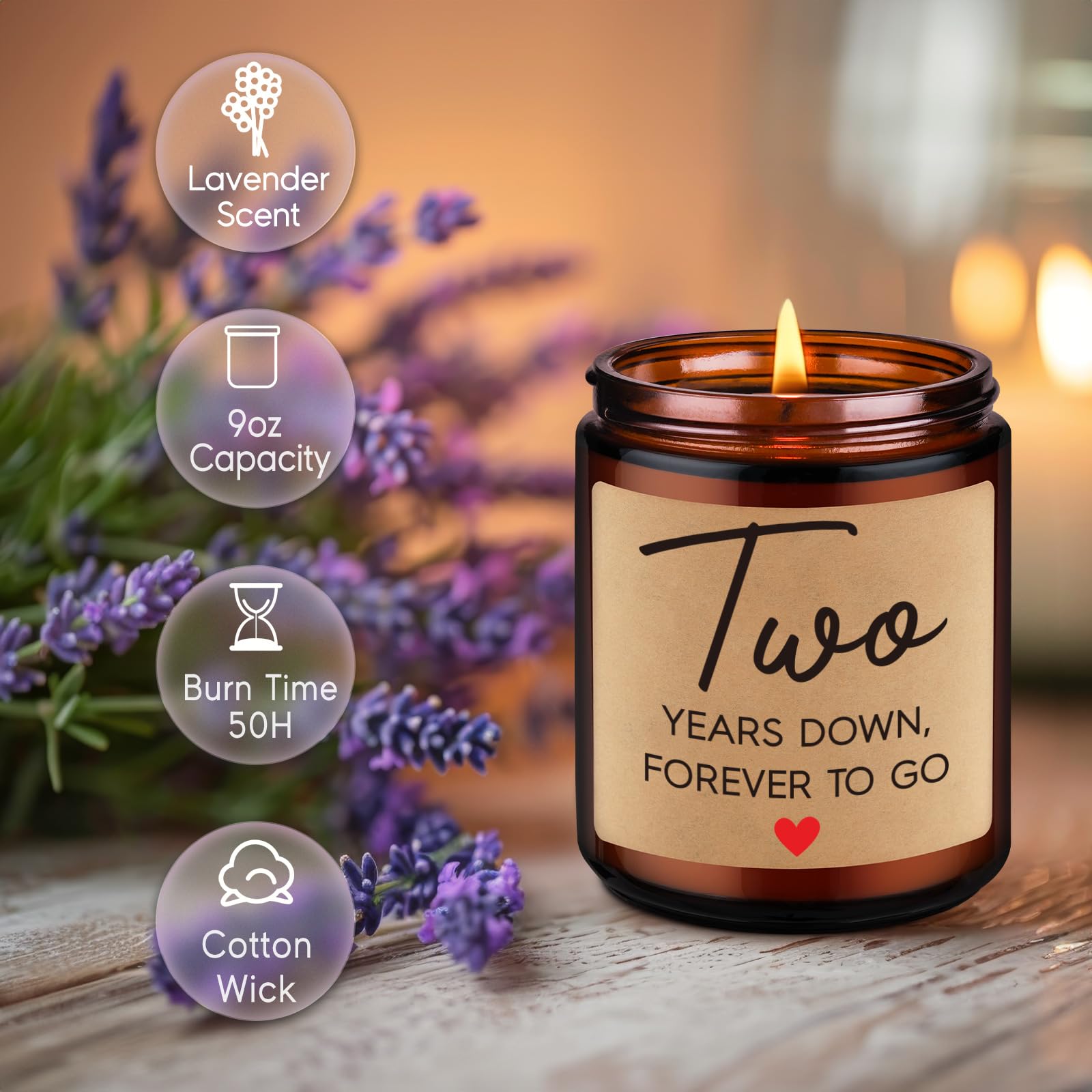 Fairy's Gift Anniversary Candle Gifts, 2 Year Anniversary Happy Gifts for Him Her Boyfriend GF Wife Husband - Cotton 2nd Anniversary Couple Gifts - Two Year Anniversary, Happy Second Anniversary