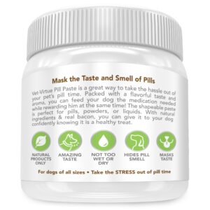 VET-VIRTUE Pill Masking Paste for Dogs, Peanut Butter Flavor - Perfect Pet Medicine Treats to Hide Pills, Medication & Capsules, with Natural Ingredients & Packed with Flavor Dogs Love