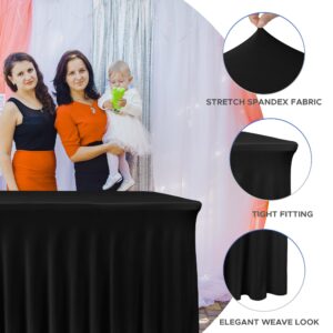 Nasitos Black Table Skirt for 6 Foot Rectangle Tables, 2 Pack - 72 x 30 Inch - Stretch Spandex Fitted Table Clothes, Fabric Table Covers Cocktail Tablecloths for Party, Banquet, Birthday