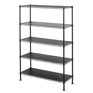 saferacks - nsf certified storage shelves, zinc, heavy duty steel wire unit with wheels and adjustable feet, garage or bakers rack, kitchen, pantry shelf - (36"x14"x60" 5-tier) (black)