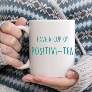 LNOKRIM Positivi-Tea Mug, Positivity Self Affirmation Coffee Cup, Gift for Teacher Therapist Counselor, Positive Self-Talk Coffee Mug, 11 Oz Self Regulation Tea Cup