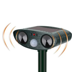 sedlav ultrasonic animal repellent - bat & rat repellent indoor & outdoor - solar powered motion activated dual-speaker control - cat plant deterrent