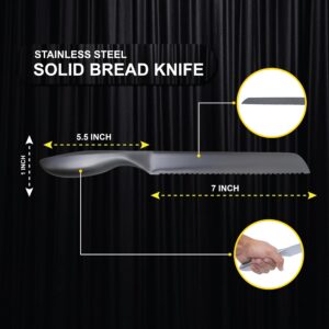 TtAk HOUSEWARE Professional Kitchen Bread Knife Upgraded Stainless Steel - Bread Cutter Ideal Slicing Serrated Edge Cake Knife, Bread Cutter Homemade Crusty Bread, (7-Inch Blade 5.5-Inch Handle)