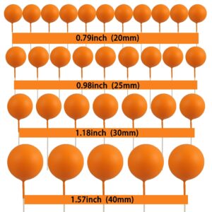 Gyufise 30Pcs Balls Cake Toppers Ball Cake Picks Foam Ball Shaped Cupcake Toppers Mini Balloons Baby Shower Cake Decorations for Wedding Enaggement Bridal Shower Birthday Party Supplies Orange