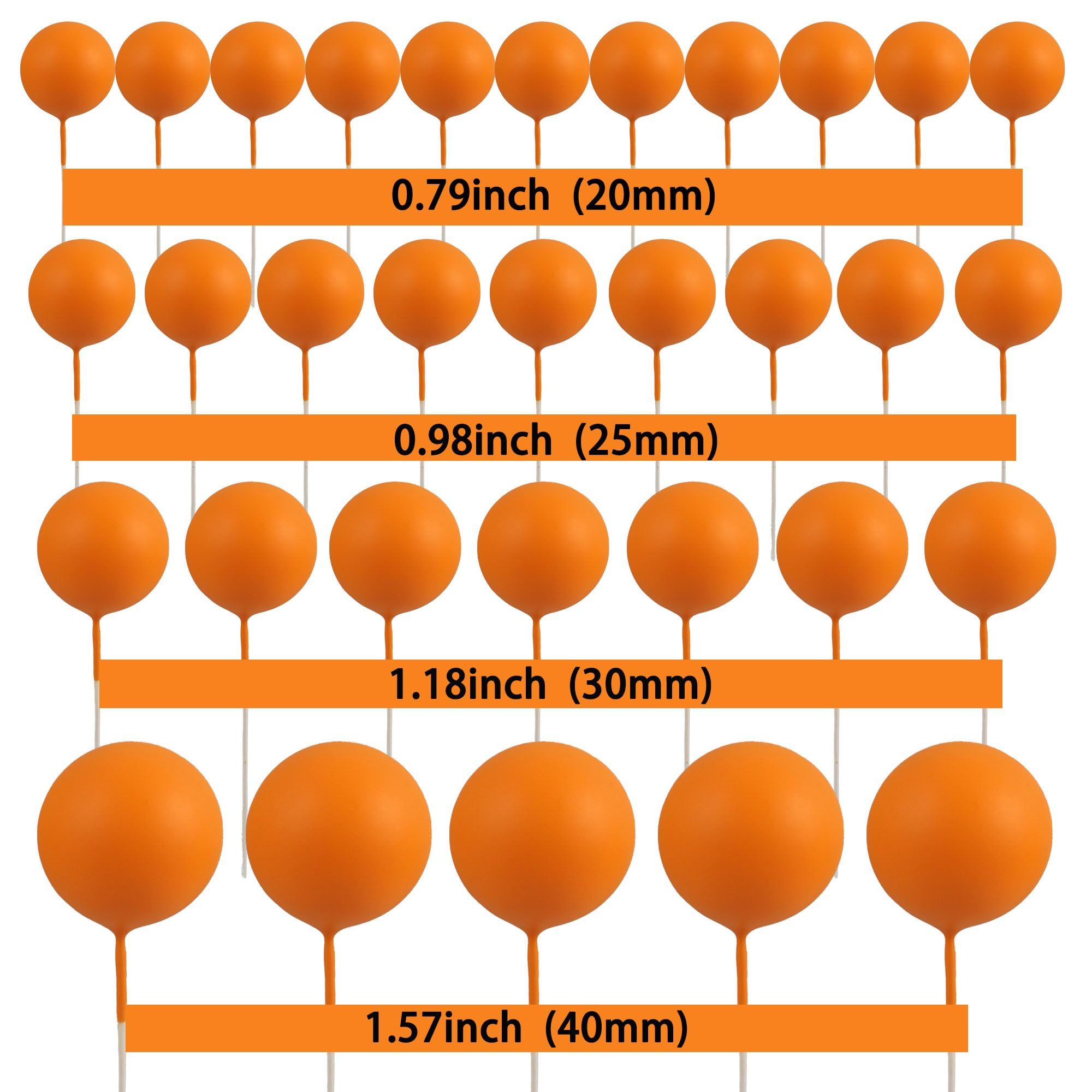 Gyufise 30Pcs Balls Cake Toppers Ball Cake Picks Foam Ball Shaped Cupcake Toppers Mini Balloons Baby Shower Cake Decorations for Wedding Enaggement Bridal Shower Birthday Party Supplies Orange