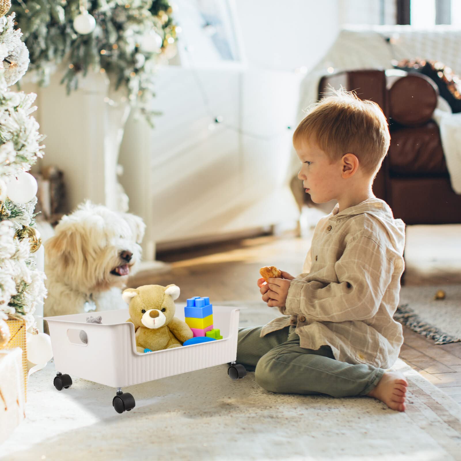 Cabilock storage box with pulleys utility rolling cart book storage bin with wheel kid bookcase book children books Toy Storage Organizer storage rack student with wheels plastic