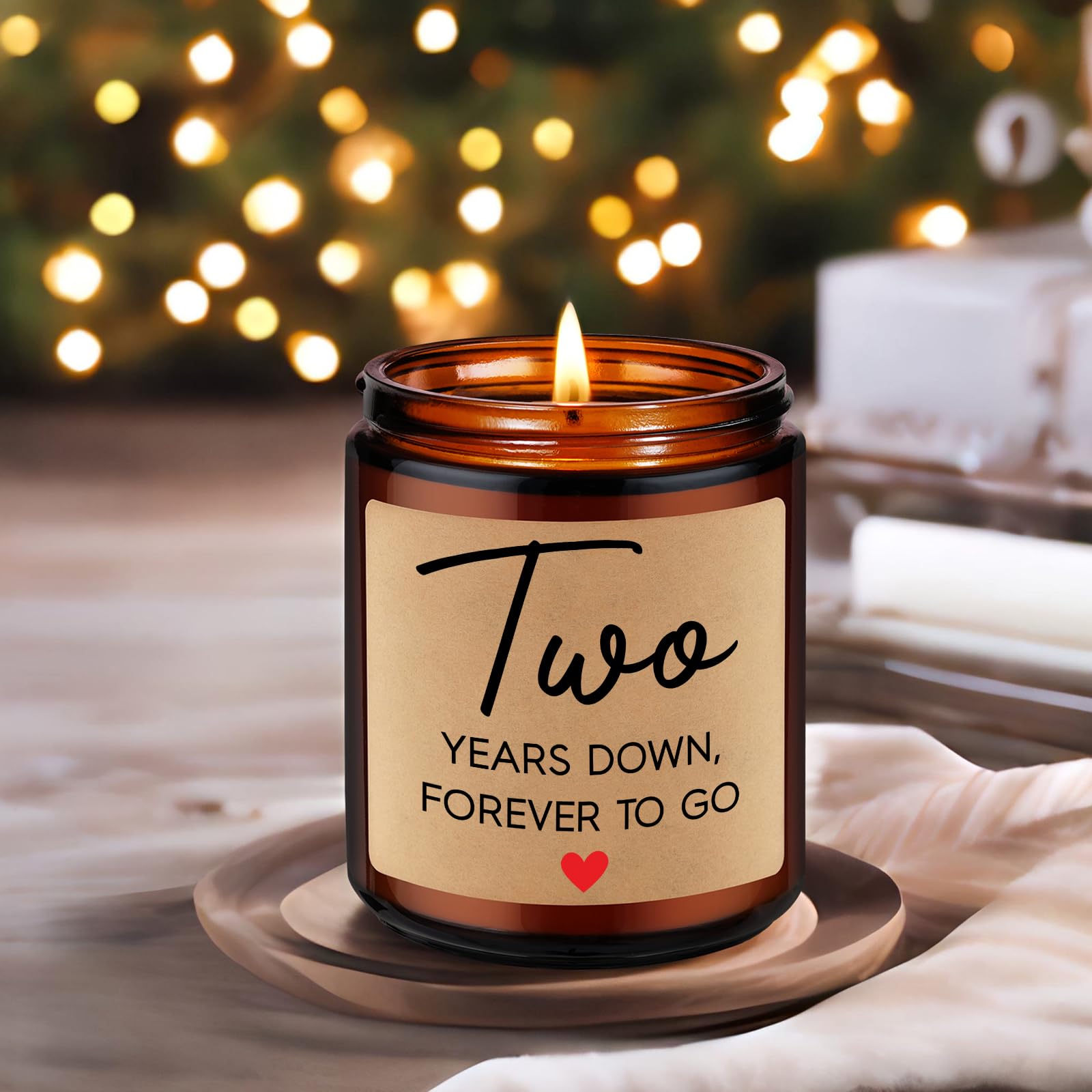 Fairy's Gift Anniversary Candle Gifts, 2 Year Anniversary Happy Gifts for Him Her Boyfriend GF Wife Husband - Cotton 2nd Anniversary Couple Gifts - Two Year Anniversary, Happy Second Anniversary