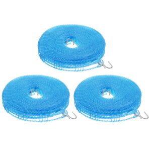 uxcell portable clothesline, 26.25ft nylon windproof non-slip washing line rope for courtyard outdoor travel camping laundry drying, blue 3 pcs