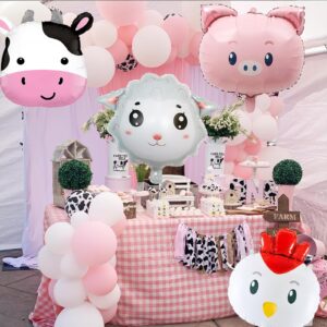 8Pcs Farm Animal Balloons Cow Pig Sheep Chicken Foil Mylar Balloons for Farm Barnyard Themed Birthday Baby Shower Wedding Party Decorations Supplies