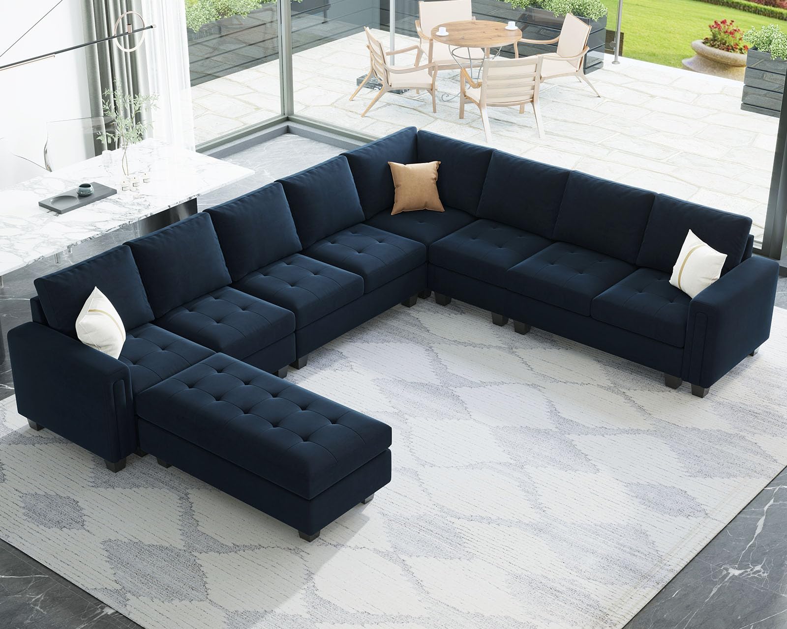 Belffin Oversized Modular Sectional Sofa L Shaped Sofa Couch Set with Storage Ottoman Corner Convertible Sectional Couch with Reversible Chaise Blue