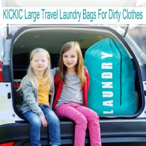 kickic Laundry Bag,2 Pack Extra Large Travel Laundry Bags for Dirty Clothes, Laundry Bags for Traveling,Laundry Bags for Dorm,24" x 36" Laundry Travel Bag(Cyan + Gray)