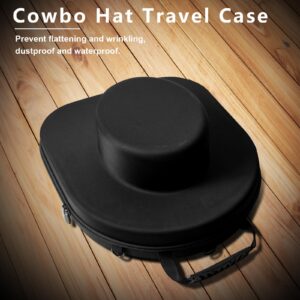 LVKAYCE Travel Hat Carrier Case, Travel Hat Case, Travel-Anti-Pressure Hat Storage Box with Carrying Handle, Shoulder & Luggage Straps, for Cowboy, Panama & Tweed Hats-Large