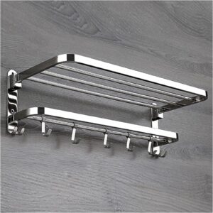 bathroom shelf wall floating bathroom bathroom towel shelf with foldable towel bar holder and towel hooks wall mounted multifunctional double towel bars brushed nickel floating shelves corner shower