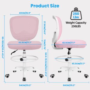 Razzor Drafting Chair Tall Office Chair for Standing Desk Chairs with Adjustable Height Footrest, Armless High Desk Chair Ergonomic Rolling Stool