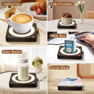 WHOLEV Coffee Mug Warmer, Smart Mug Warmer 15W Wireless Charging for Desk/Home, 3 Heat Settings Temperature Controlled, 8H Auto Off, Candle Warmer, Safe for Heating Coffee, Beverage, Milk, Tea