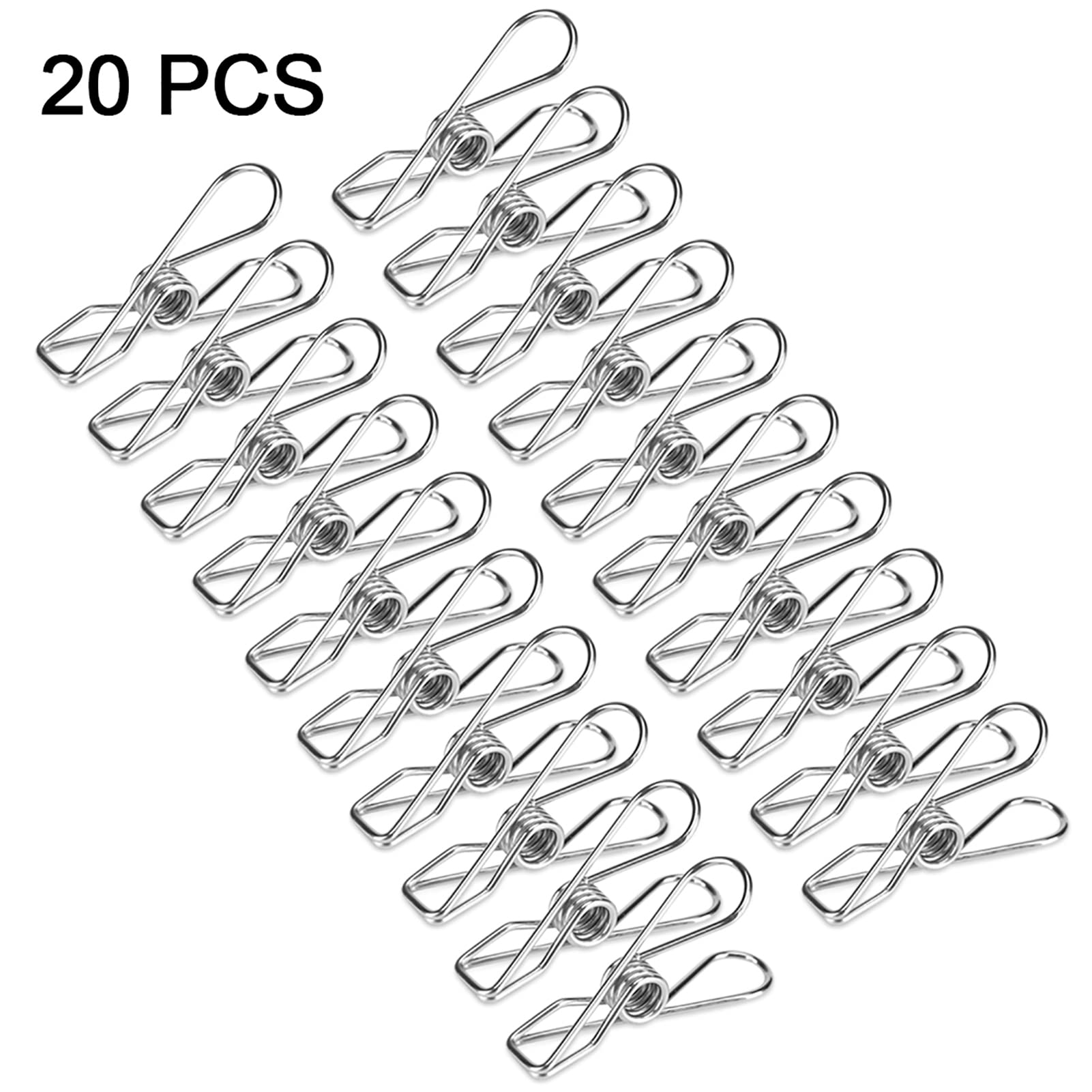 Estink Stainless Steel Clothes Pegs, Wire Clothes Pins Heavy Duty Outdoor 20pcs Household Socks Underwear Drying Rack Clip Holder Metal Wire Utility Clips for Hanging Clothes Home Kitchen