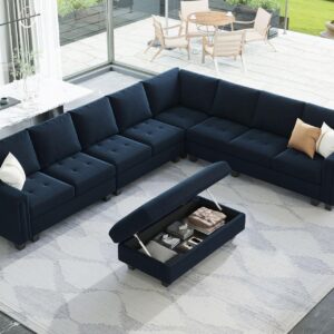 Belffin Oversized Modular Sectional Sofa L Shaped Sofa Couch Set with Storage Ottoman Corner Convertible Sectional Couch with Reversible Chaise Blue