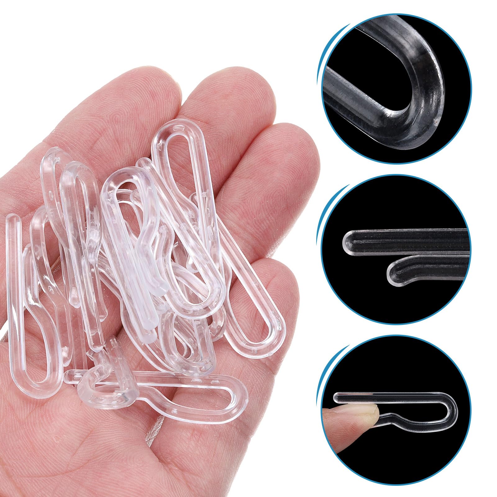 uxcell 300Pcs Durable Plastic Alligator Clips, 1.42" Clear U Shape Shirt Clip Clothespins for Folding Ties, Pants, Socks, Garments