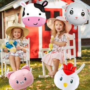 8Pcs Farm Animal Balloons Cow Pig Sheep Chicken Foil Mylar Balloons for Farm Barnyard Themed Birthday Baby Shower Wedding Party Decorations Supplies