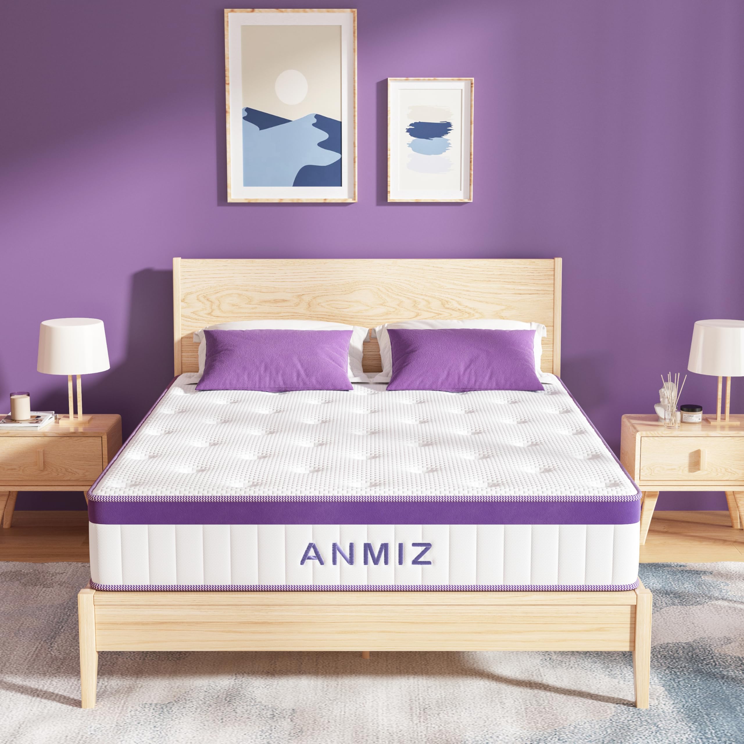 ANMIZ Twin Mattress,10 Inch Twin Size Mattress in a Box, Hybrid Memory Foam Mattress Twin Size, Medium Firm Single Twin Mattress, Breathable Cool Sleep & Pressure Relief, Twin Memory Foam Mattresses