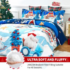 YIYEA Christmas Twin Comforter Set for Girls Boys, Cute Kids Comforter with Pillowcase, Ultra Soft Brushed Microfiber Christmas Bedding Comforter Sets, Suit for All Season, Machine Washable